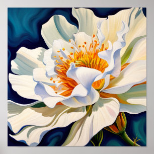 Vacker vit blomma poster