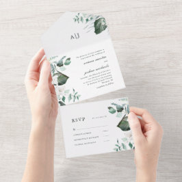 Vacker vit Blommigt och Greenery Bröllop