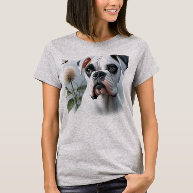 Vacker vit boxerhund med i naturen t shirt (Framsida)