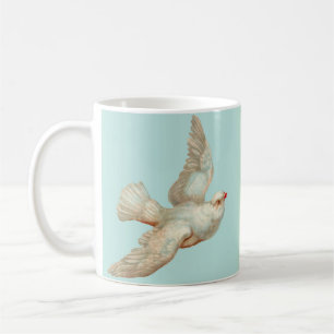 vacker vit duva kaffemugg