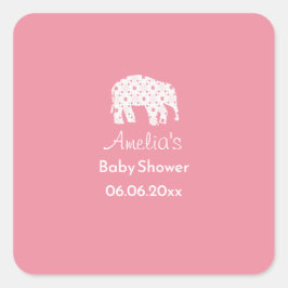 Vacker Vit Elefant Personlig Bebis Baby Shower Fyrkantigt Klistermärke
