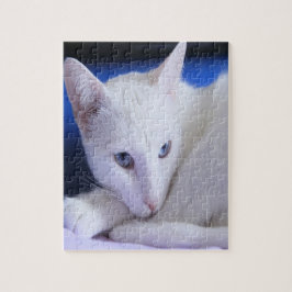 Vacker vit katt/Lägg till ditt husdjurs foto Pussel