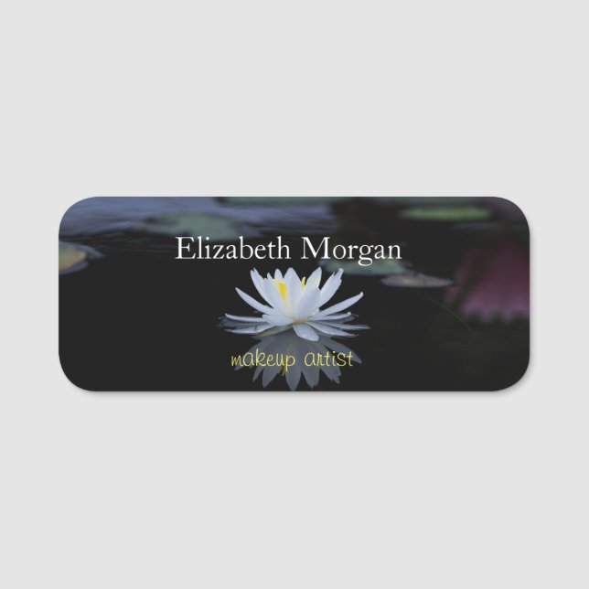 Vacker vit Lotus,Sjö Namnbricka (Framsida)