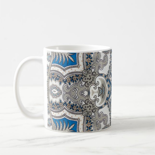 Vacker vit och blå arabesque, islamisk patter kaffemugg (Vänster)