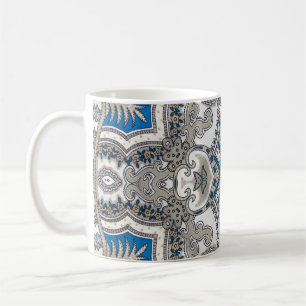 Vacker vit och blå arabesque, islamisk patter kaffemugg