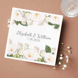 Vacker Vit ros Elegant Romantic Bröllop Pappersservett