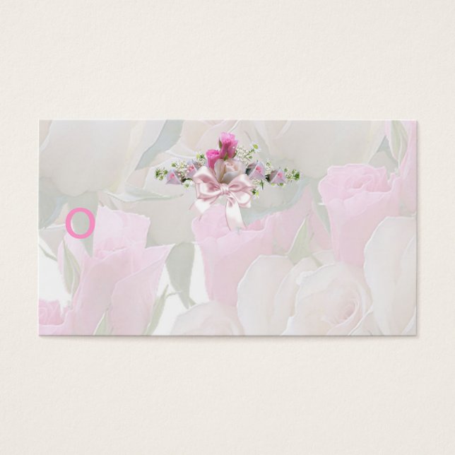 Vacker vit rosa blommig visitkort (Framsidan)