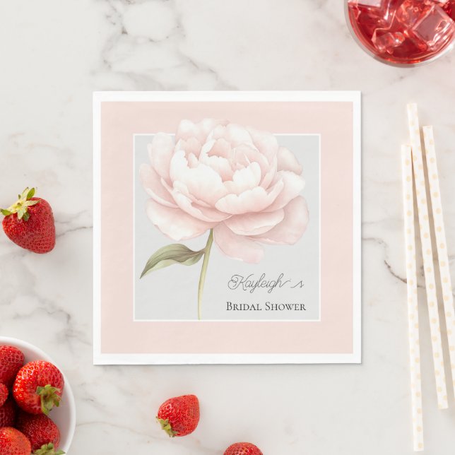 Vacker vit rosa ros blommig bröllopsdusch  pappersservett (Insitu)