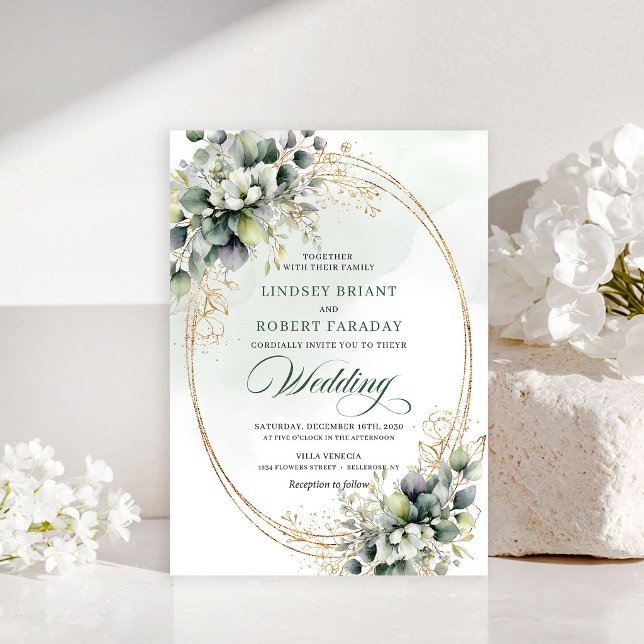 Vacker vit roséguld bröllopsinbjudan inbjudningar (Beautiful white rose gold wedding invitation)