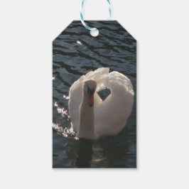 Vacker vit svan klassisk rund dekal presentetikett