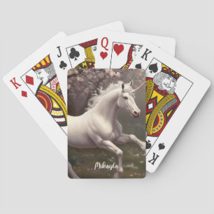 Vacker vit Unicorn Casinokort