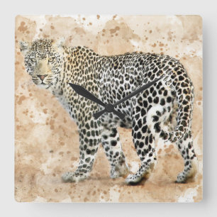 Vacker Wall Clock - Leopard Fyrkantig Klocka