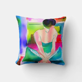 Vacker Watercolor Woman Kudde