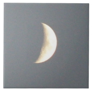 Vacker Waxing Crescent Måne vid Dusk Tile Kakelplatta