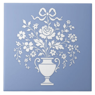 Vacker Wedgewood-inspirerad blomsterkeramikplatta. Kakelplatta