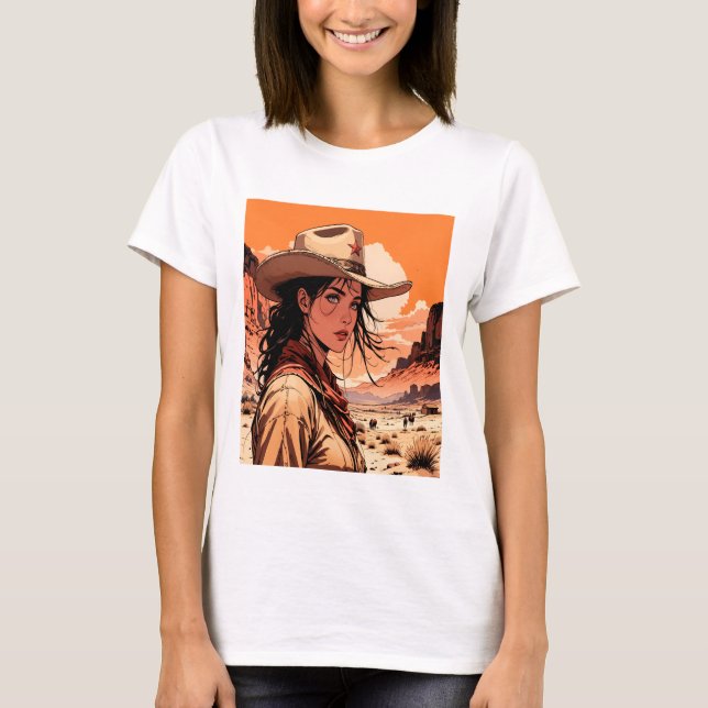 vacker western flicka t shirt (Framsida)