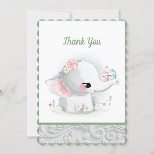 Vacker White Baby Elephant Tack Kort