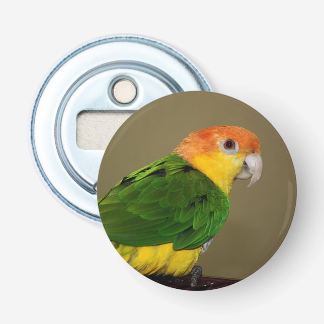 Vacker White Belllied Caique Parrot Posing Flasköppnare (Framsidan)