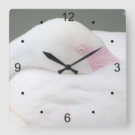 Vacker White Flamingo Fyrkantig Klocka