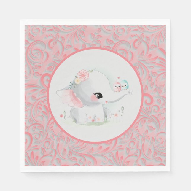 Vacker White Flicka Elephant Pappersservett (Framsidan)