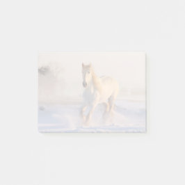 Vacker White Horse Galloping i Snö Post-it Block