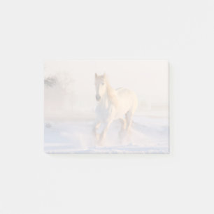 Vacker White Horse Galloping i Snö Post-it Block