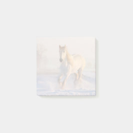 Vacker White Horse Galloping i Snö Post-it Block