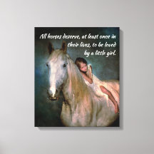 Vacker White Horse och Little Girl Dekorativ kudde