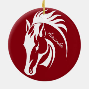Vacker White Horse Ornament