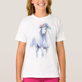 Vacker White Horse T-Shirt för flickor