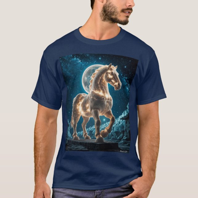Vacker White Ljus Horse T Shirt (Framsida)