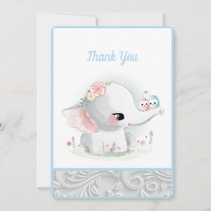 Vacker White Pojke Elephant Tack Kort