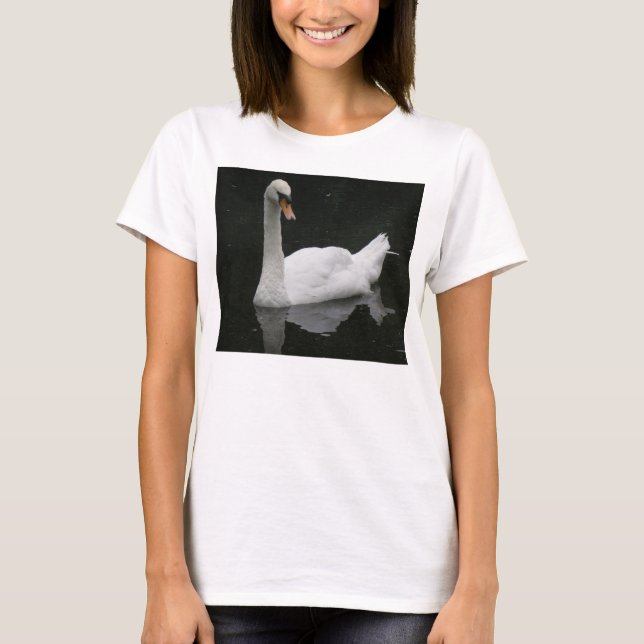 Vacker White Svan Dam T Shirt (Framsida)