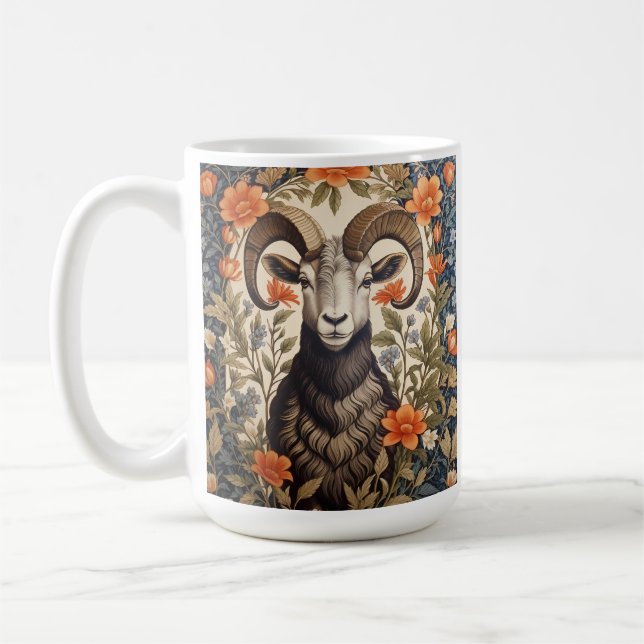 Vacker William Morris-inspirerad Big Horn-får Kaffemugg (Vänster)