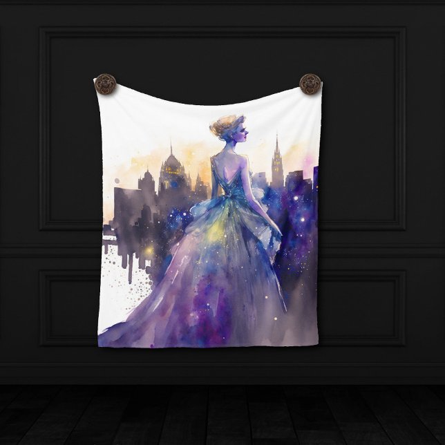 Vacker Woman | Abstrakt Fairytale City Princess Fleecefilt (Skapare uppladdad)