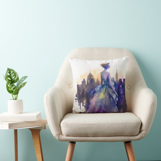Vacker Woman | Abstrakt Fairytale City Princess Kudde (Stol)