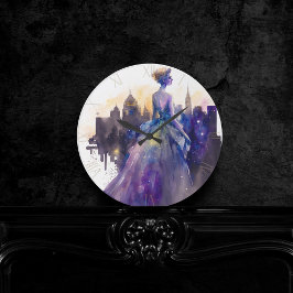 Vacker Woman | Abstrakt Fairytale City Princess Rund Klocka