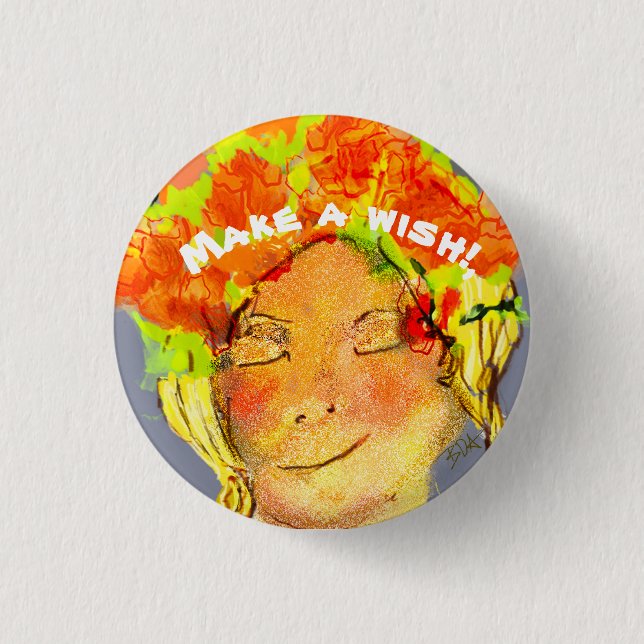 Vacker Woman Birthday Wishing Knapp (Framsida)