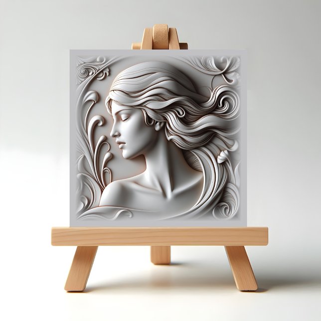 Vacker Woman Kakelplatta (Beautiful Woman in marble on easel display)