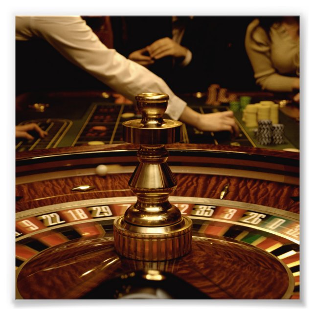 Vacker Wooden Roulette Wheel Fototryck (Framsidan)