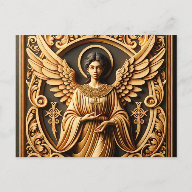 Vacker Woodworking Angel Vykort (Framsida)