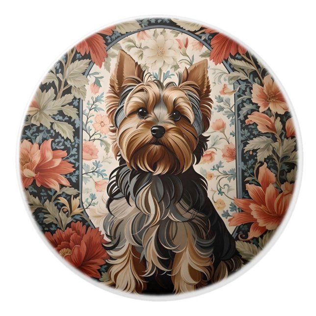 Vacker Yorkie | Yorkshire Terrier Porträtt Knopp (Framsidan)