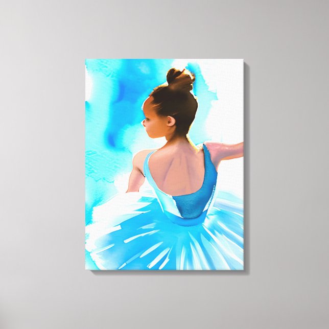Vacker Young Ballerina i Blue Canvastryck (Framsida)