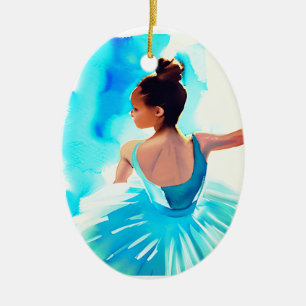 Vacker Young Ballerina i Blue Julgransprydnad Keramik