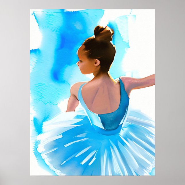 Vacker Young Ballerina i Blue Poster (Framsidan)