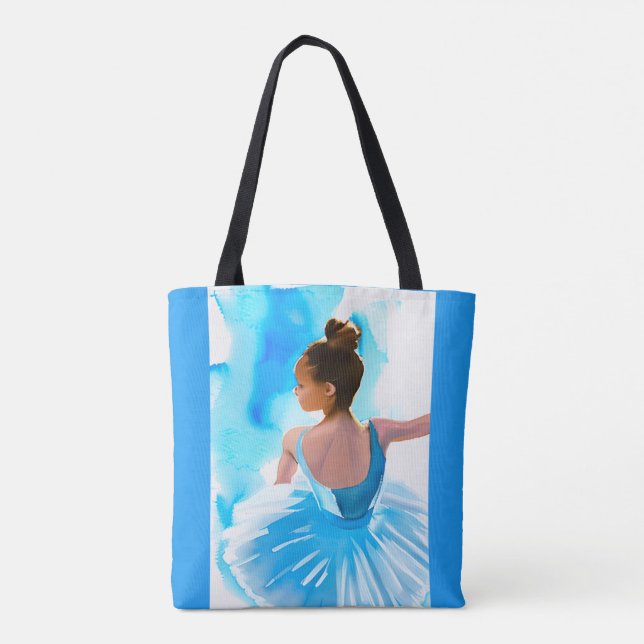 Vacker Young Ballerina i Blue Tygkasse (Baksida)