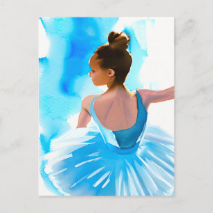 Vacker Young Ballerina i Blue Vykort