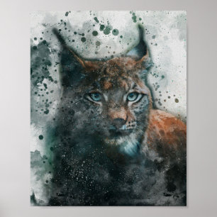 vacker ytfärgning av lynx-katts estetiska vattenfä poster