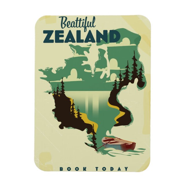 Vacker Zealand Resa affisch Magnet (Vertikal)