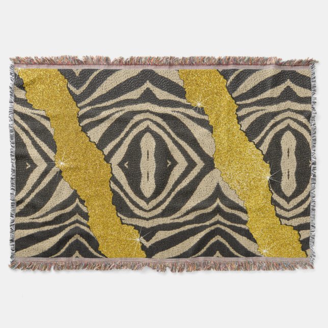 Vacker zebra tryck med glitter filt (Framsidan)